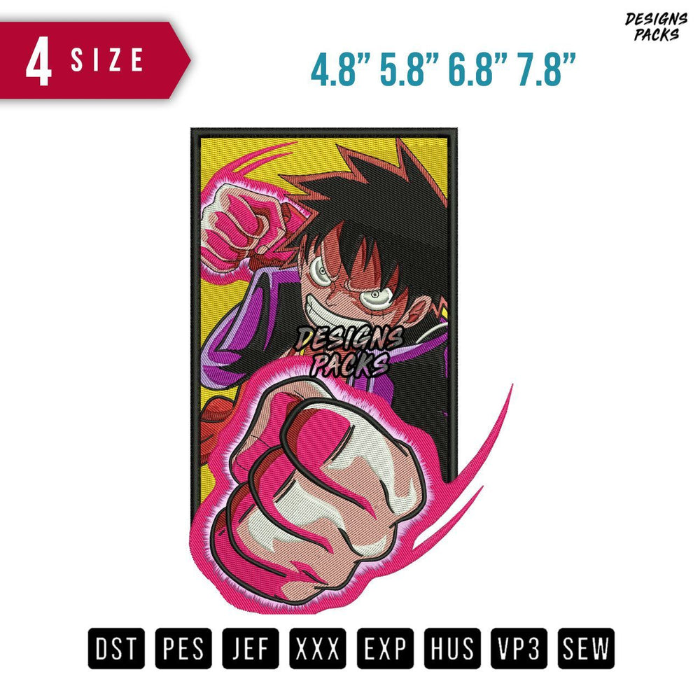 Luffy Beat Rec Embroidery Design