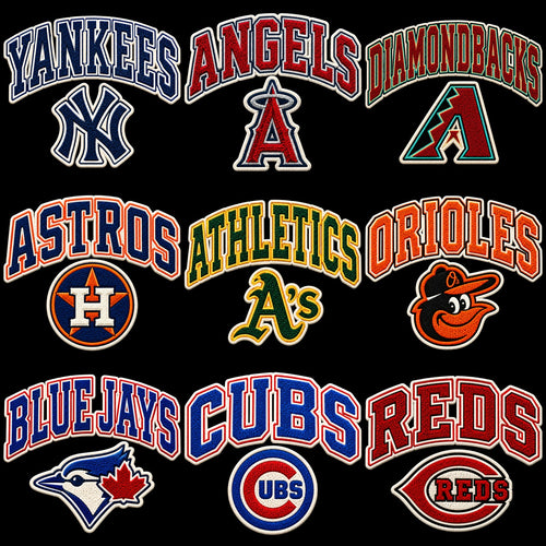 30 Baseball Faux Embroidery Teams Logo Chenille Patch Designs Bundle PNG