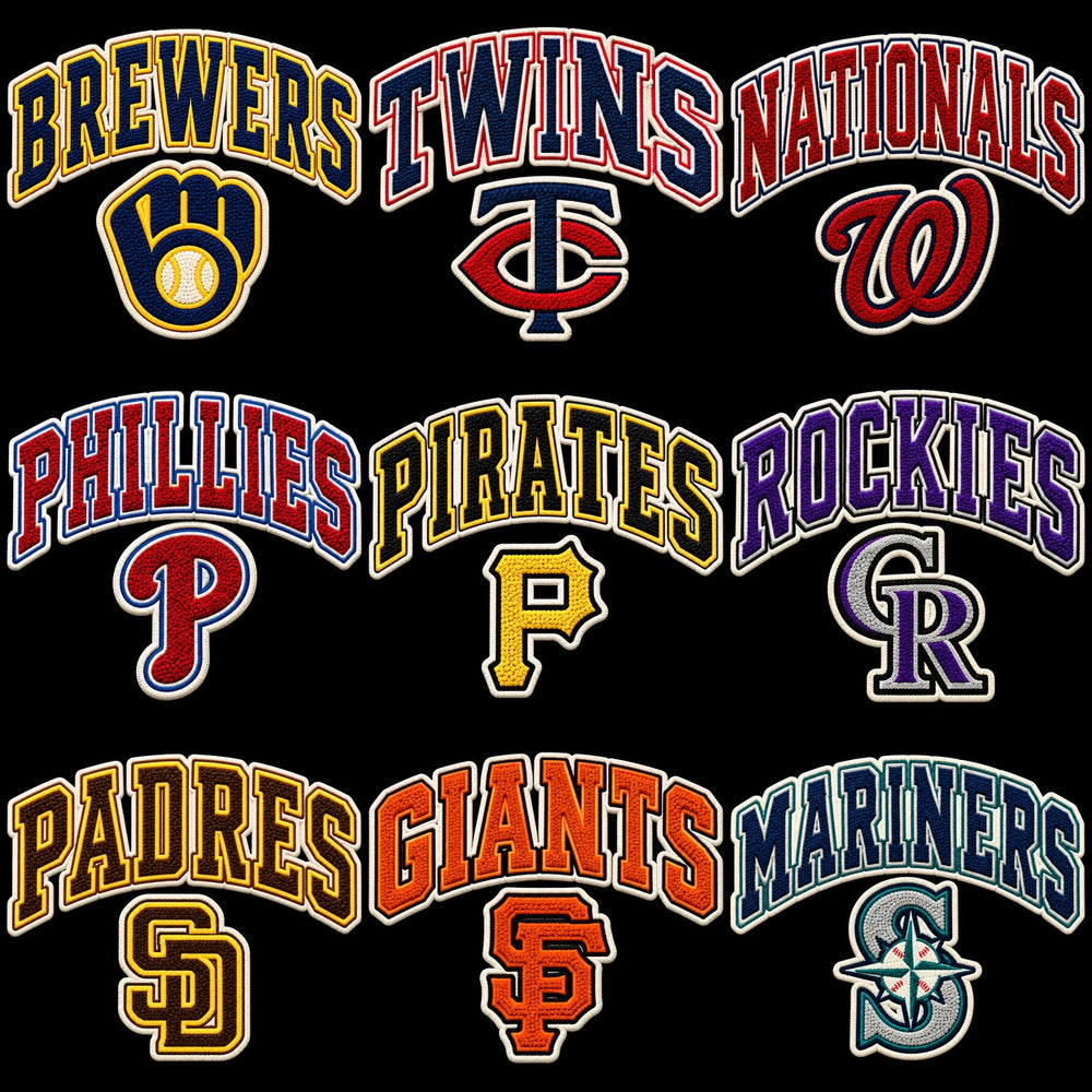30 Baseball Faux Embroidery Teams Logo Chenille Patch Designs Bundle PNG
