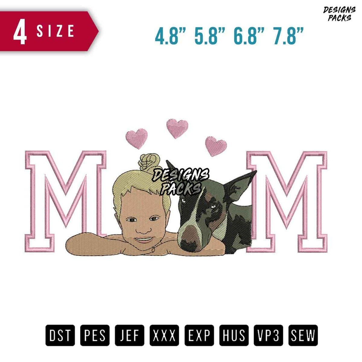 MM Girl Dog Embroidery Design