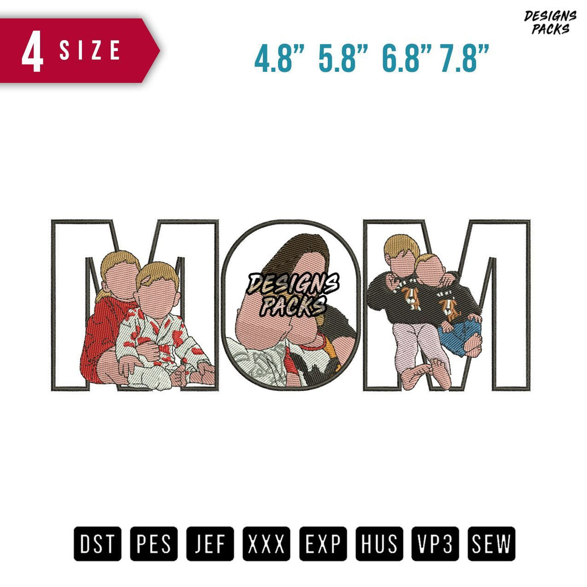 MOM Children B Embroidery Design