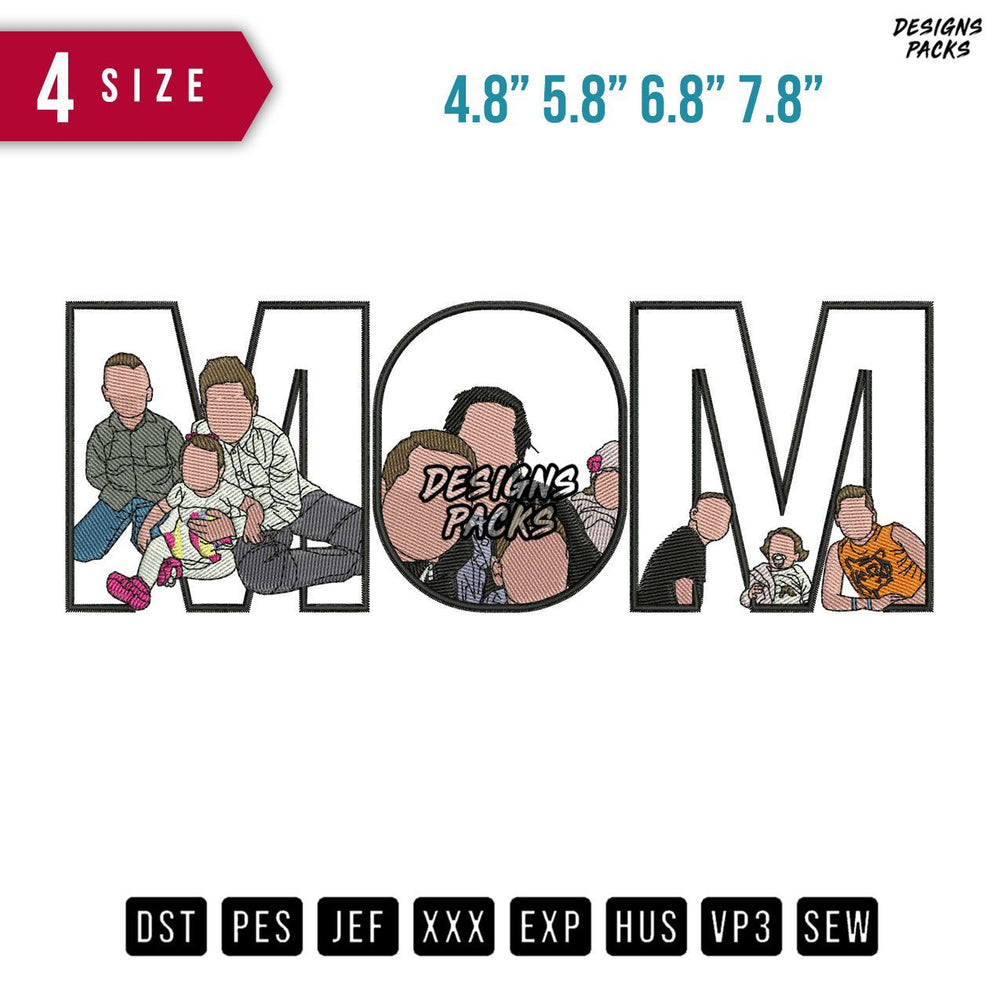 MOM Family C Embroidery Design