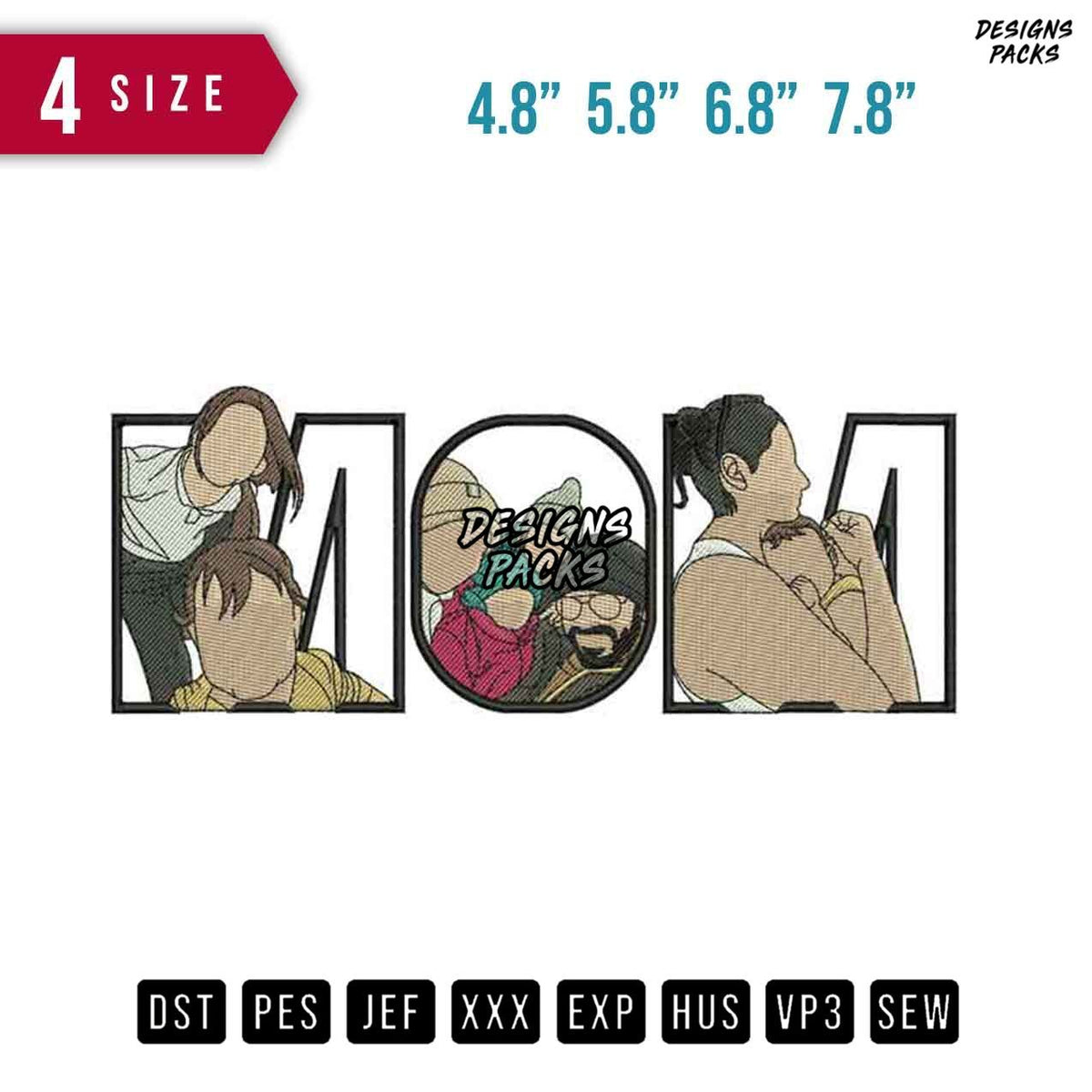 MOM Family D Embroidery Design