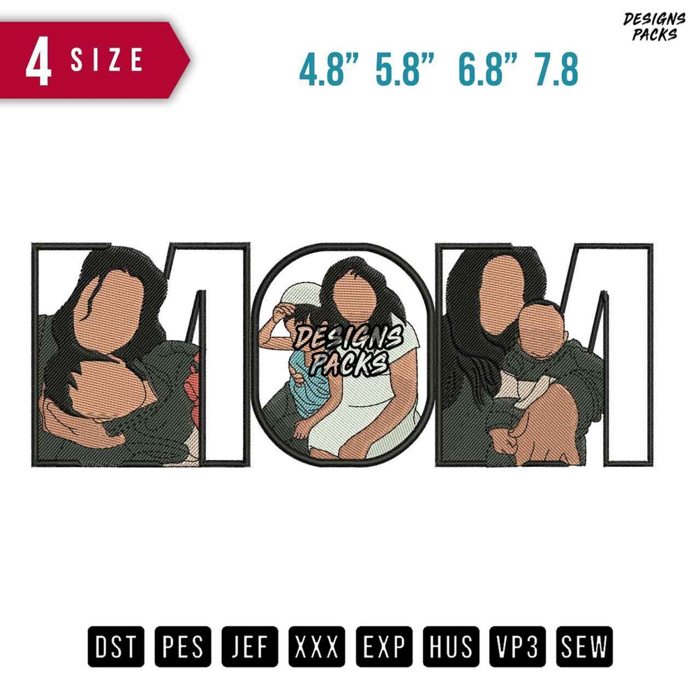 MOM and Child Embroidery Design