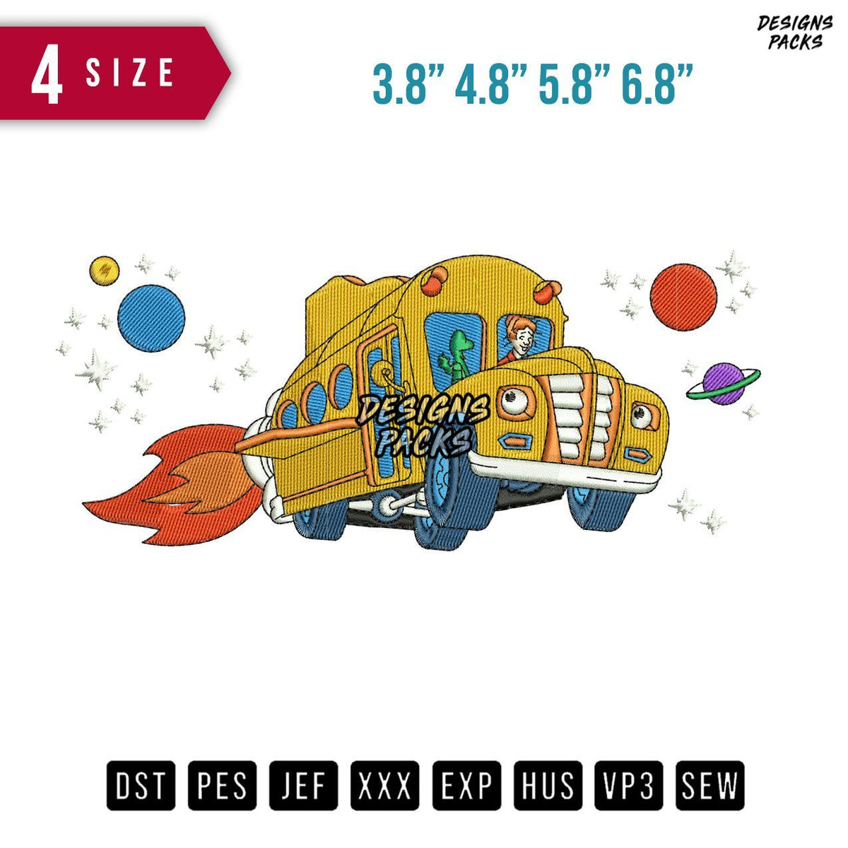 Magic School Bus Embroidery Design