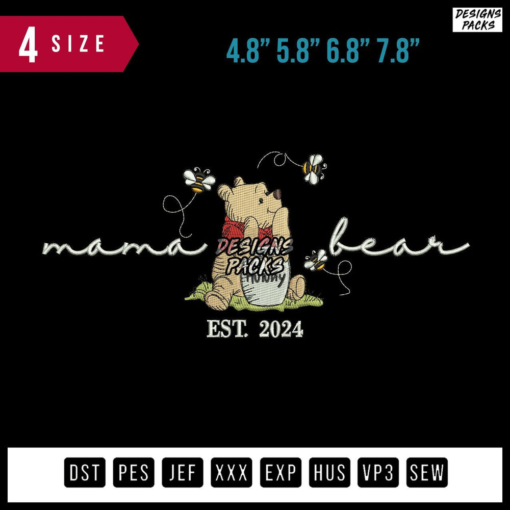 Mama Bear Hunny Embroidery Design