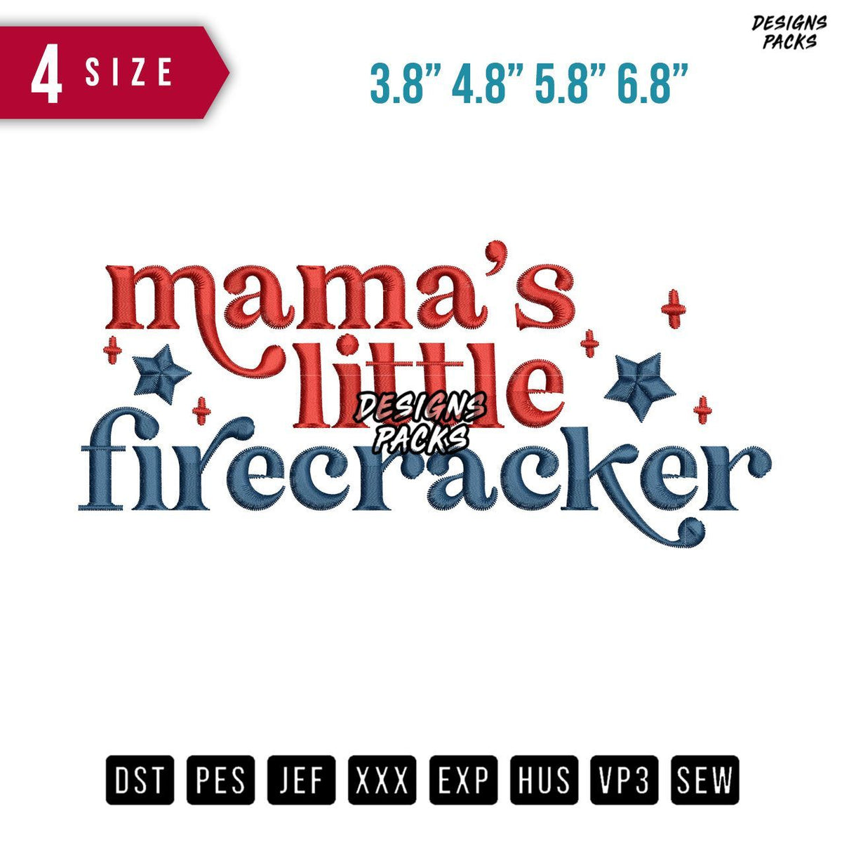 Mama Little Firecracker Embroidery Design