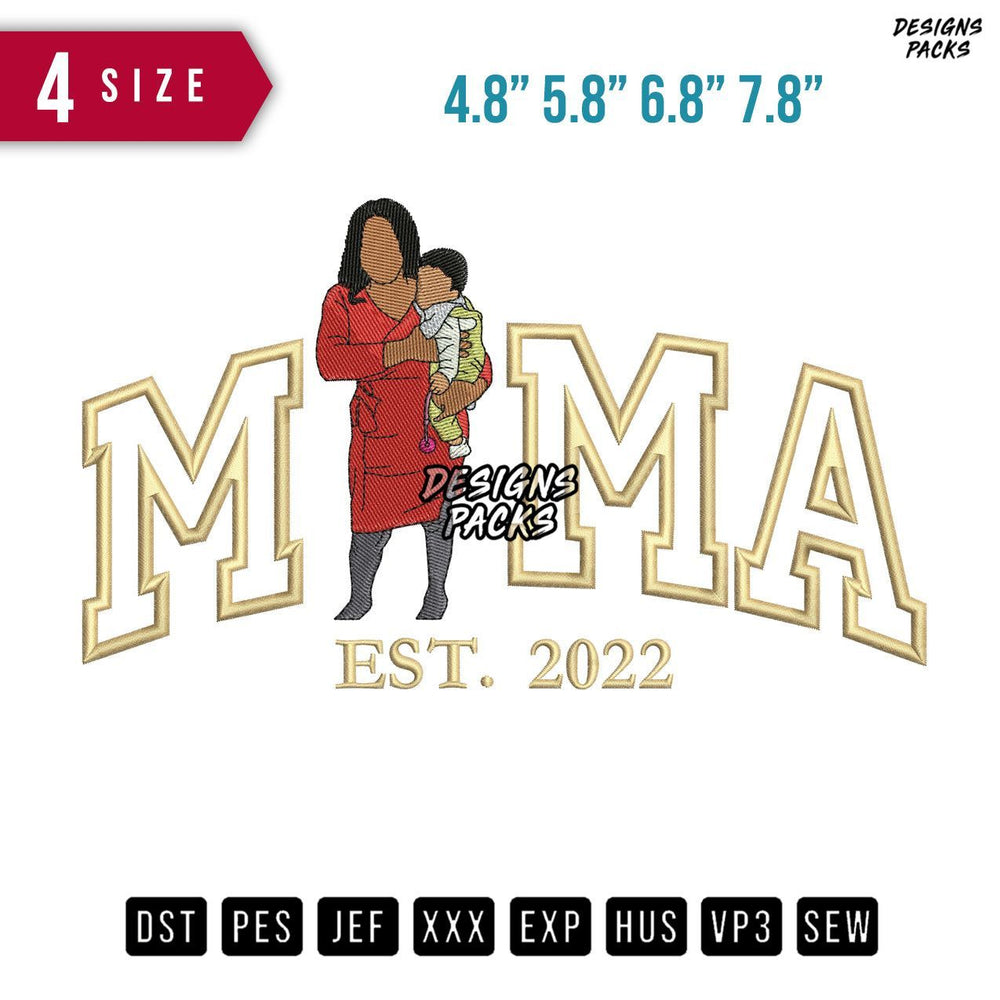 Mama Red Boy Embroidery Design
