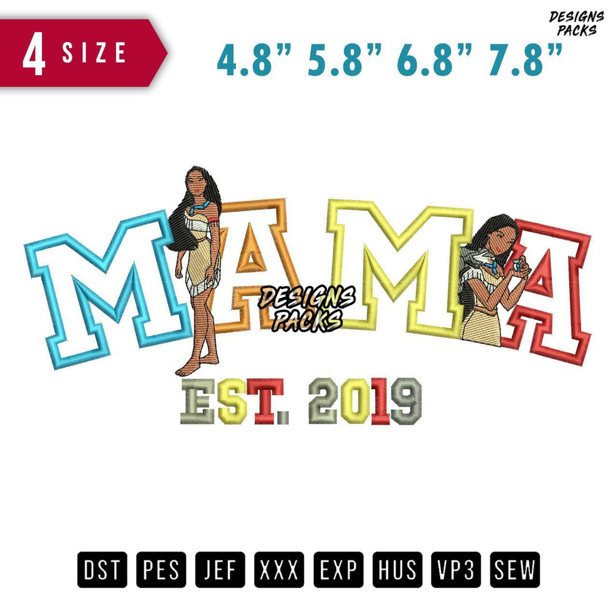 Mama Style No Fill Embroidery Design