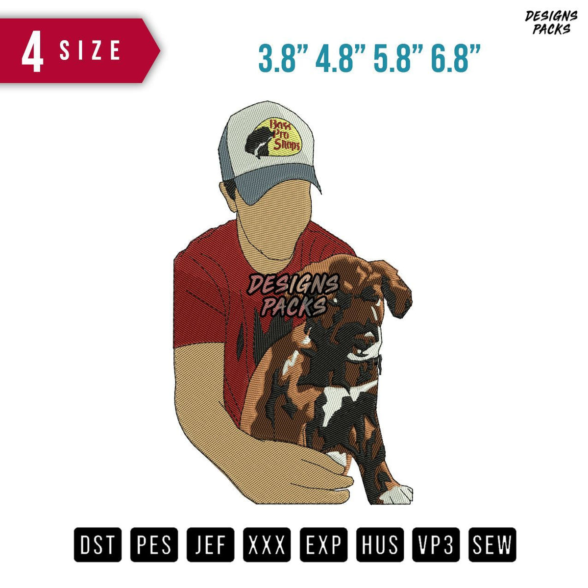 Man Hat Dog Embroidery Design