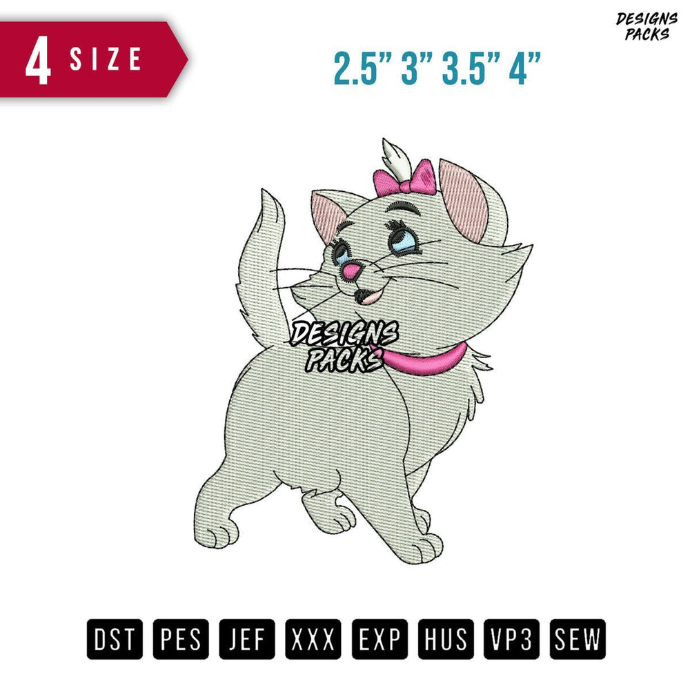 Marie Cat Embroidery Design