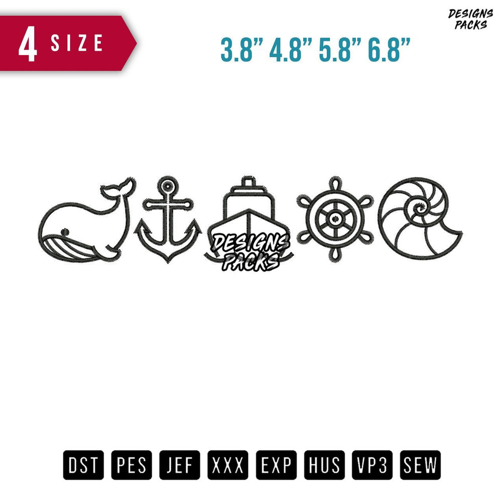 Marine Icon Embroidery Design