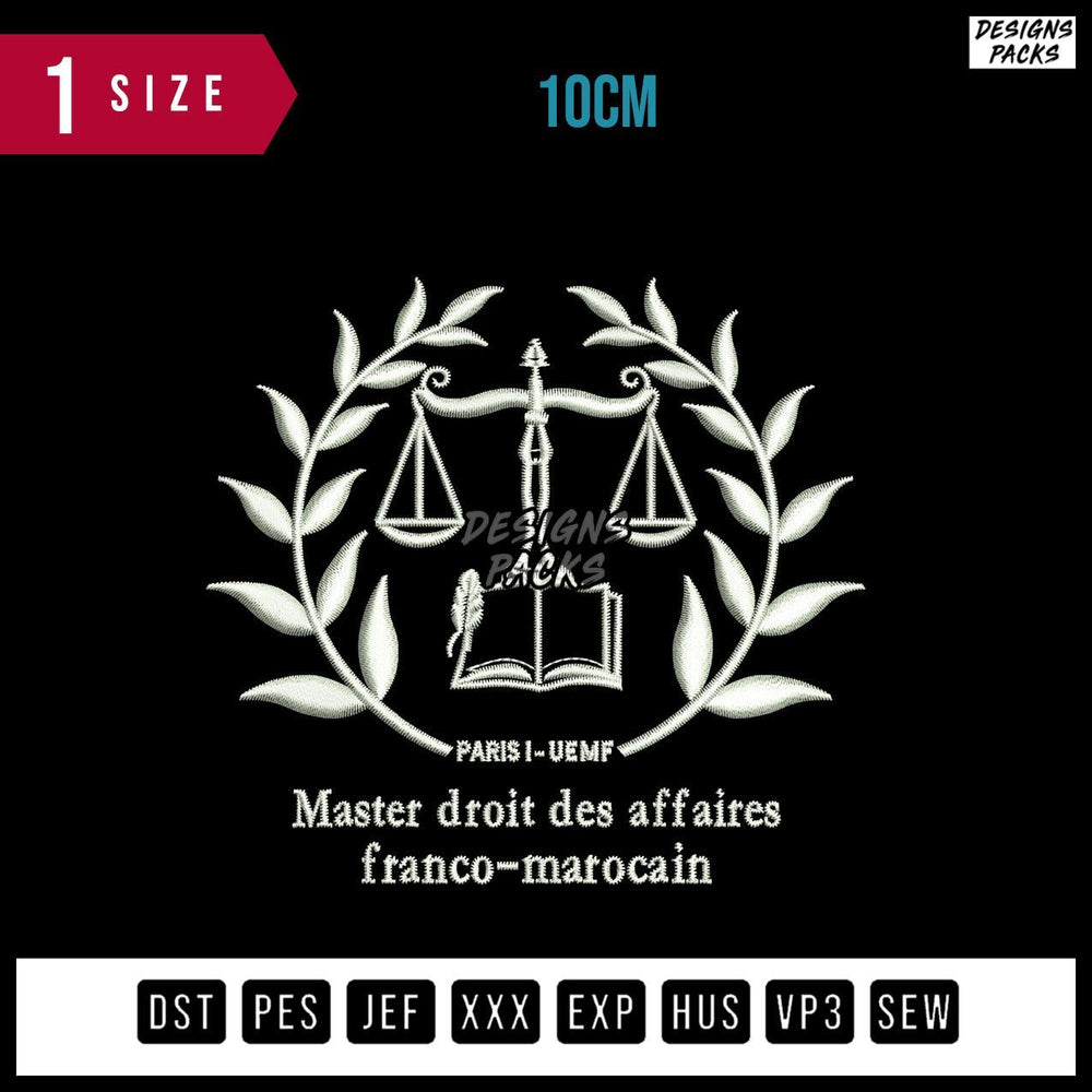 Master droit Embroidery Design