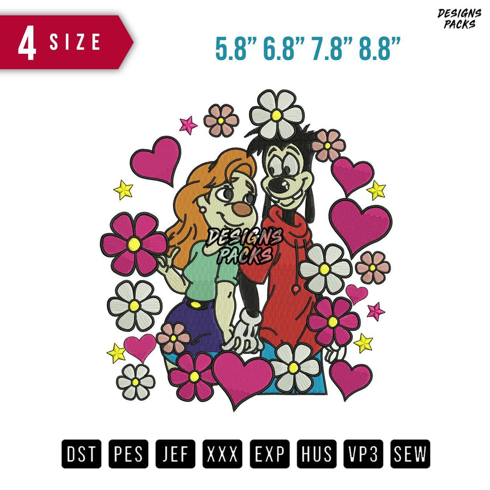 Max Goof And Roxane Embroidery Design