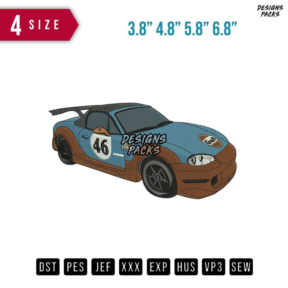 Mazda Gulf Miata Car Embroidery Design