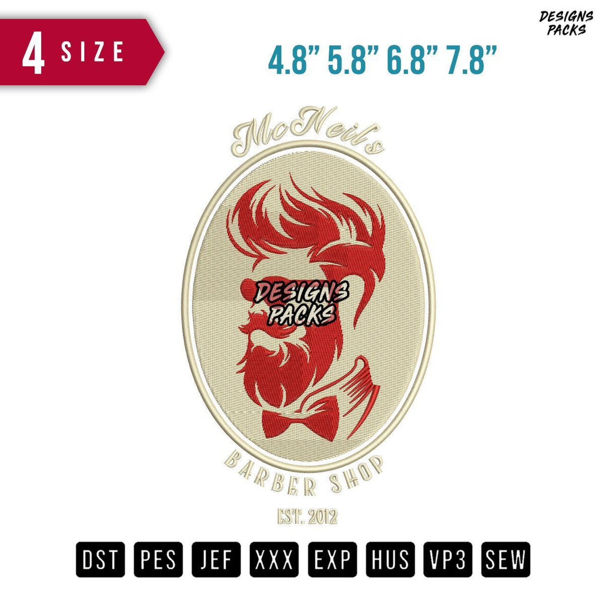 Mc Neils Barber Shop Embroidery Design