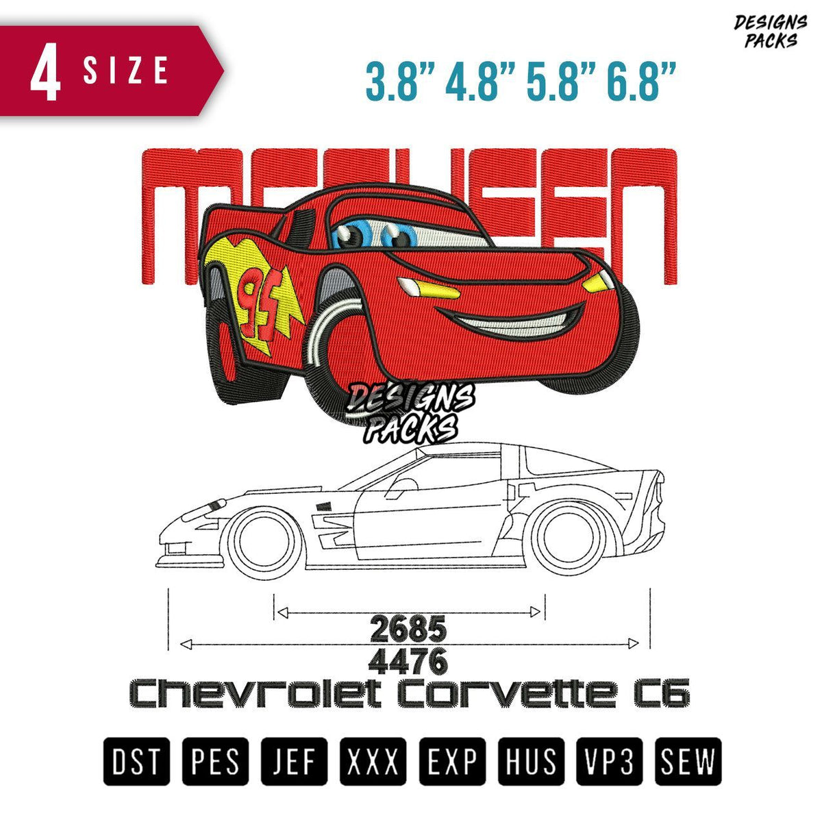 Mc Queen Chevrolet Embroidery Design