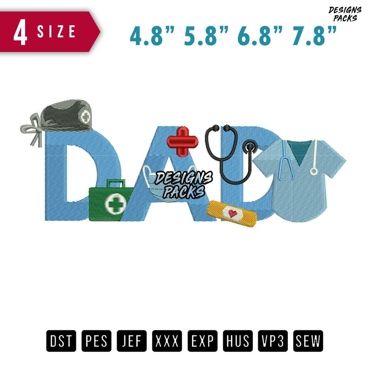 Medical Dad Embroidery Design