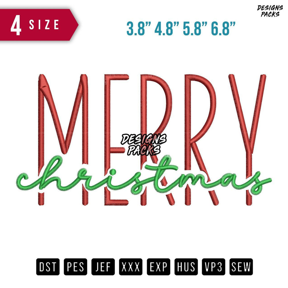 Merry Christmas B Embroidery Design
