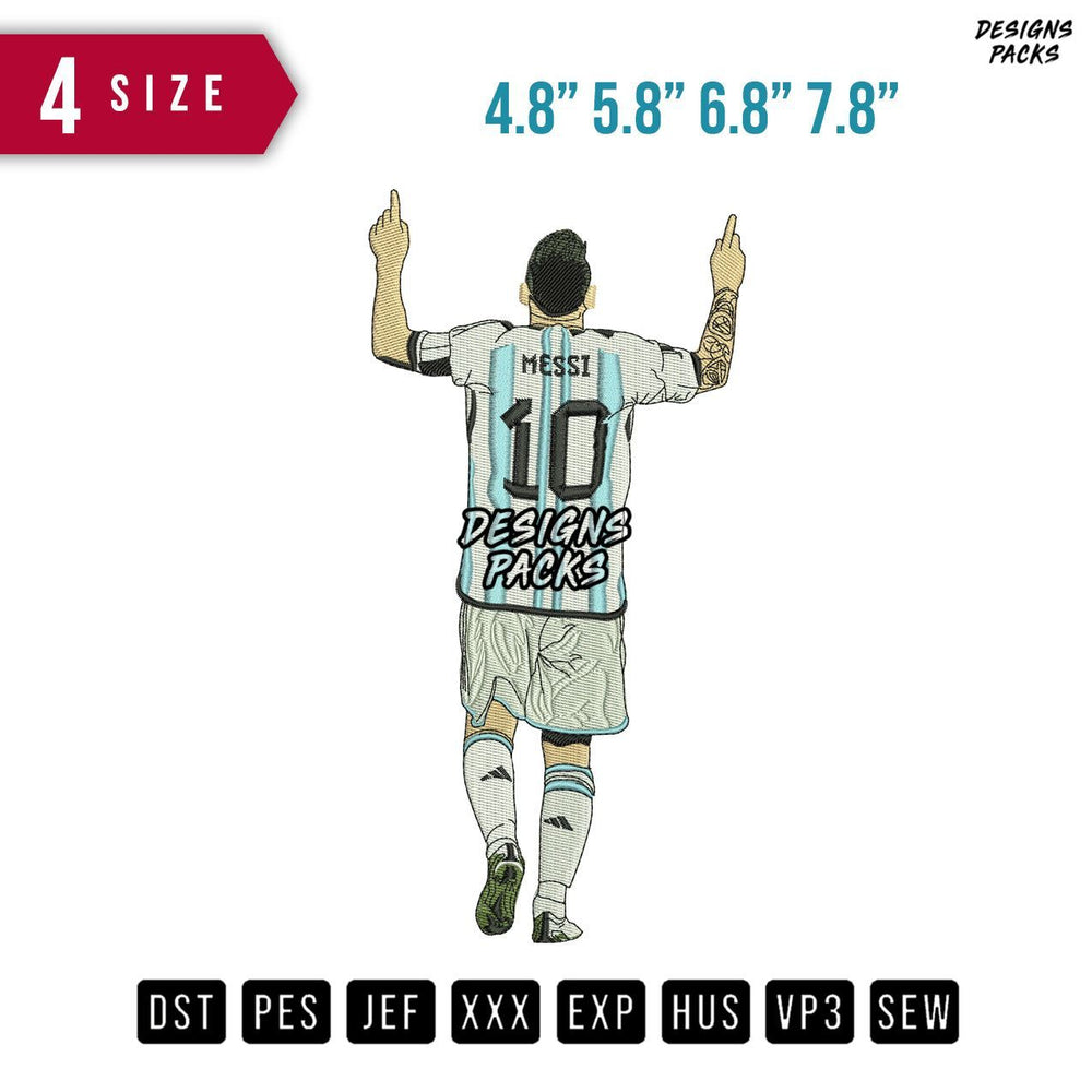 Messi Back One Embroidery Design