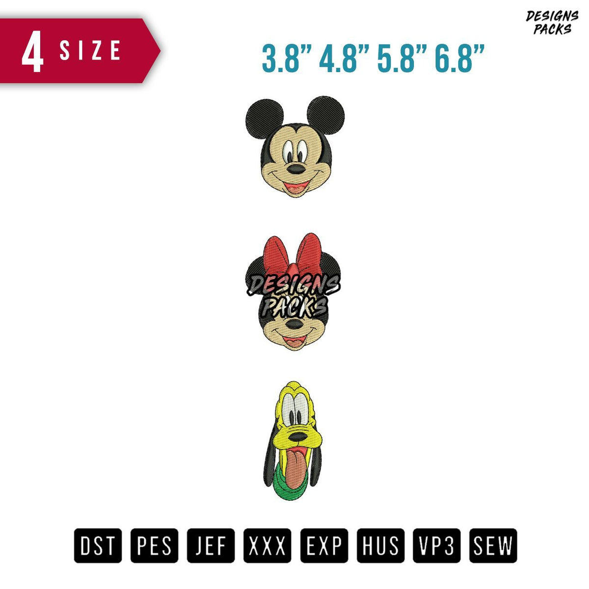 Mickey Mini Goofy Embroidery Design