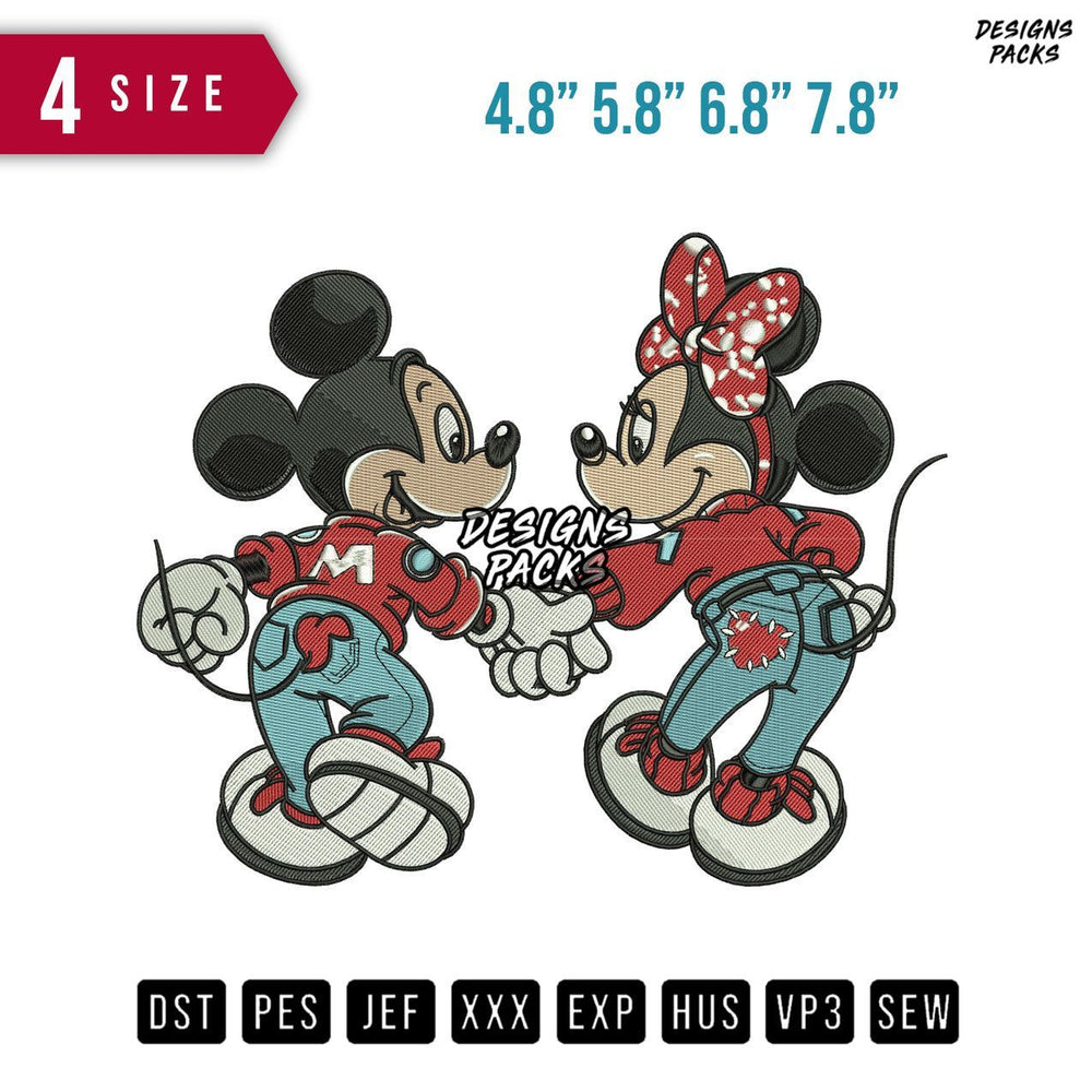 Mickey Minnie Together Embroidery Design