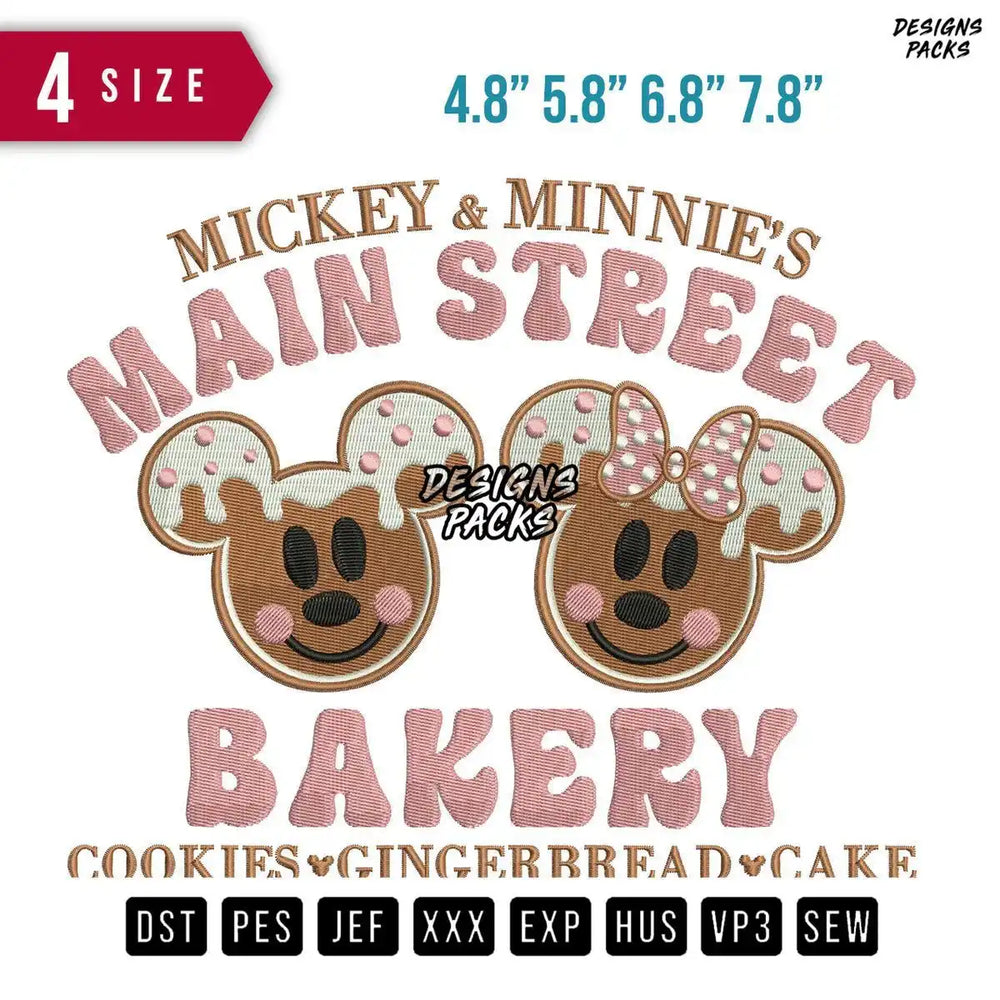 Mickey Minnies Bakery Embroidery Design