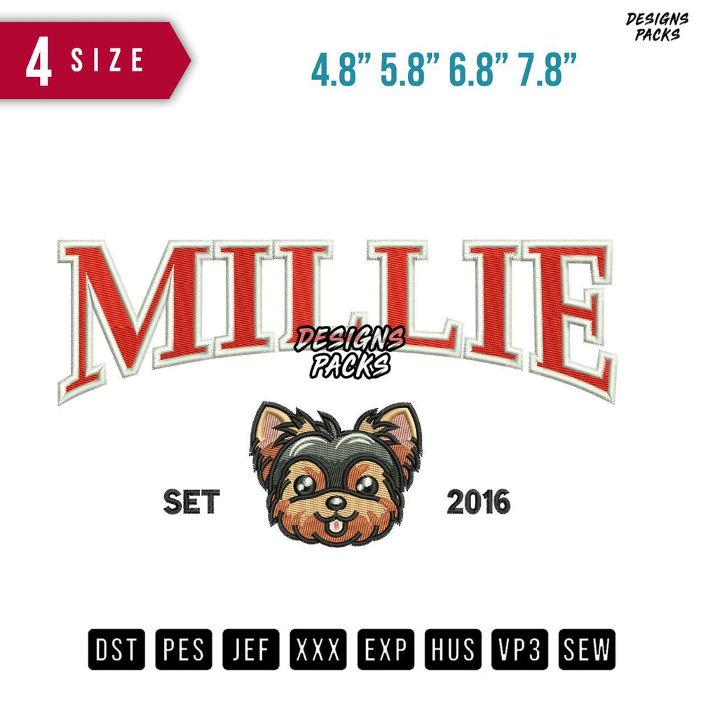 Millie Dog Embroidery Design