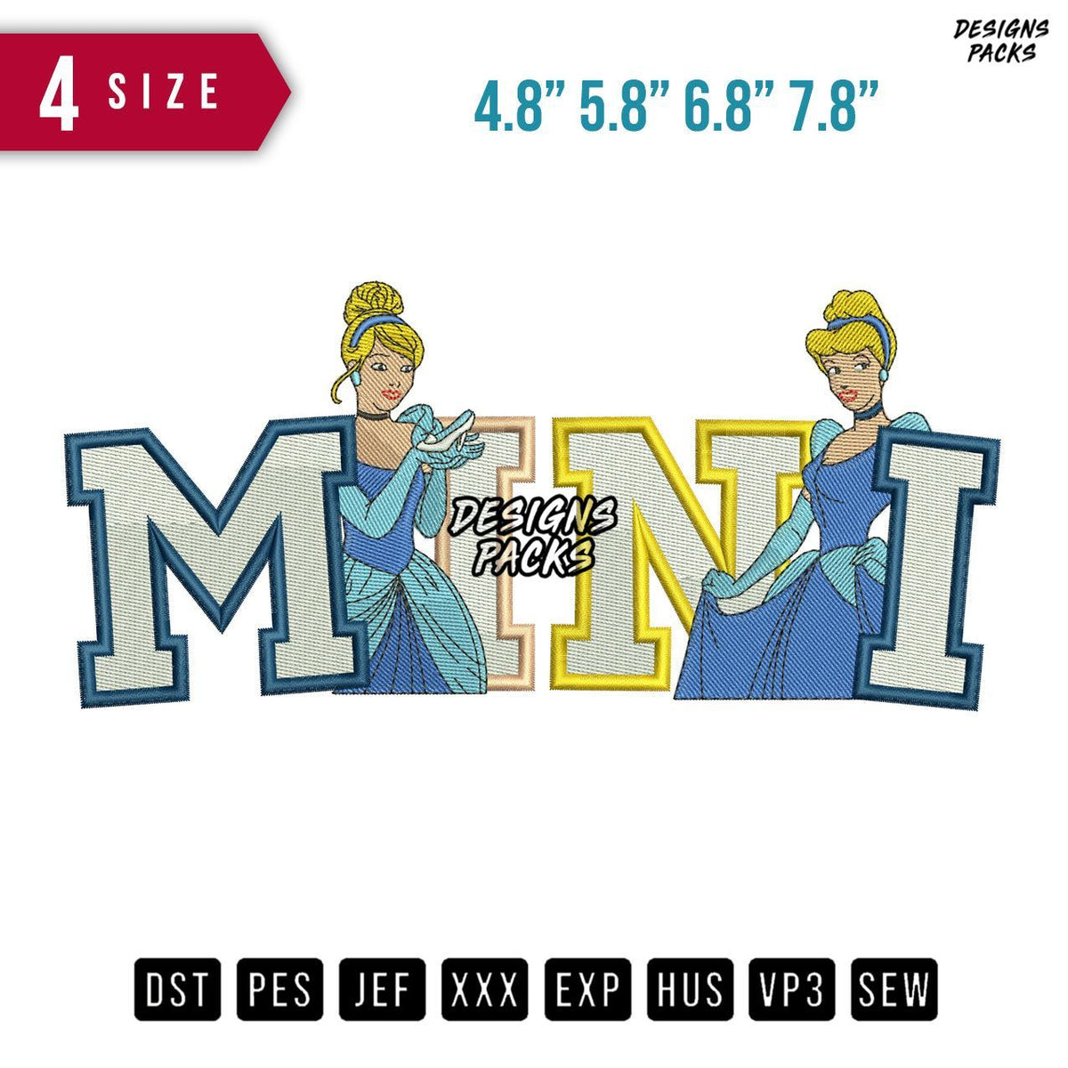 Mini Cinderella Embroidery Design