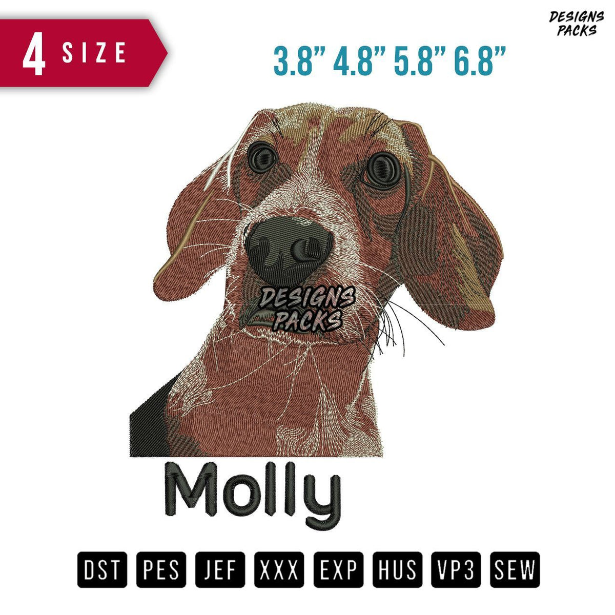 Mollly Dog Embroidery Design