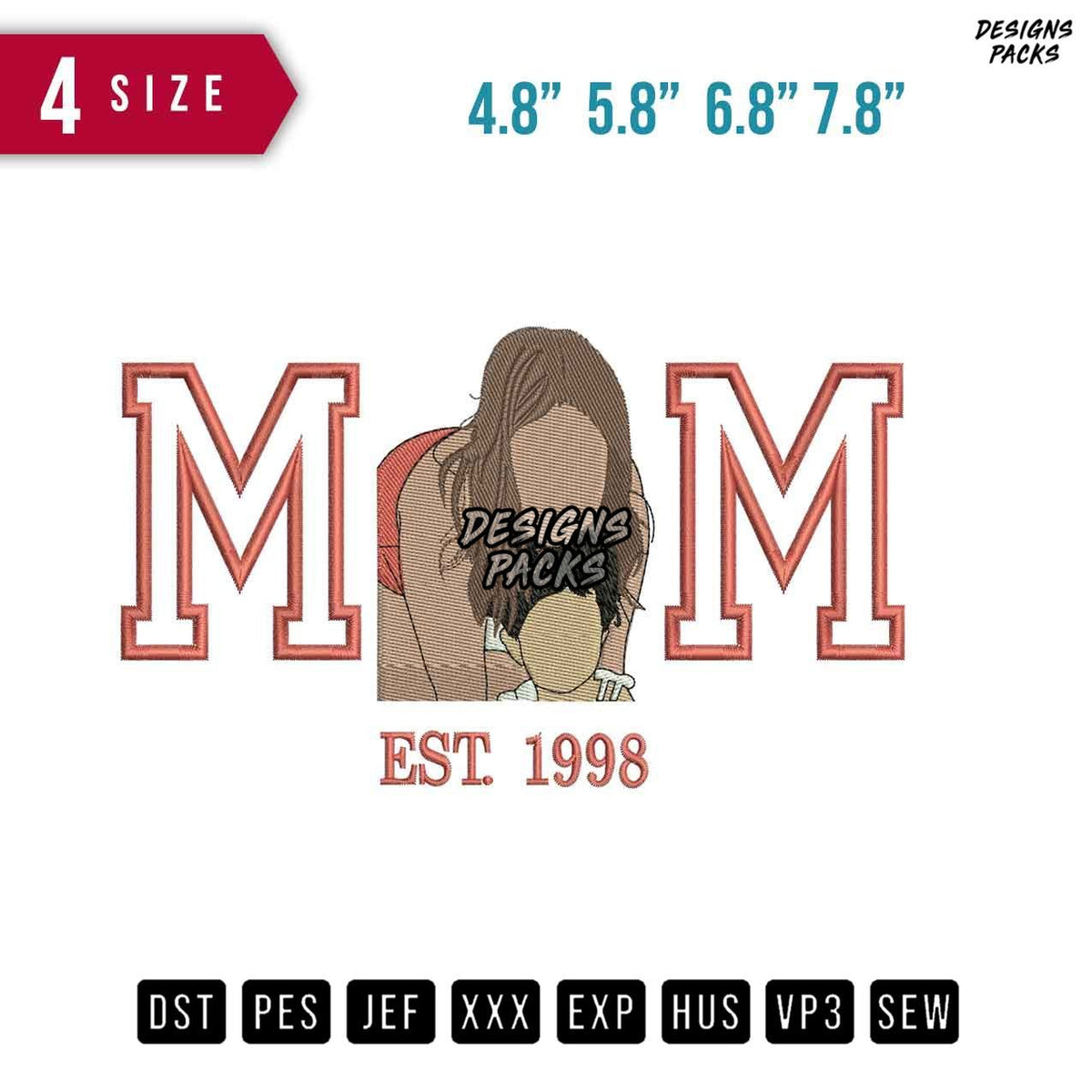 Mom and Daughter Selfies Embroidery Design