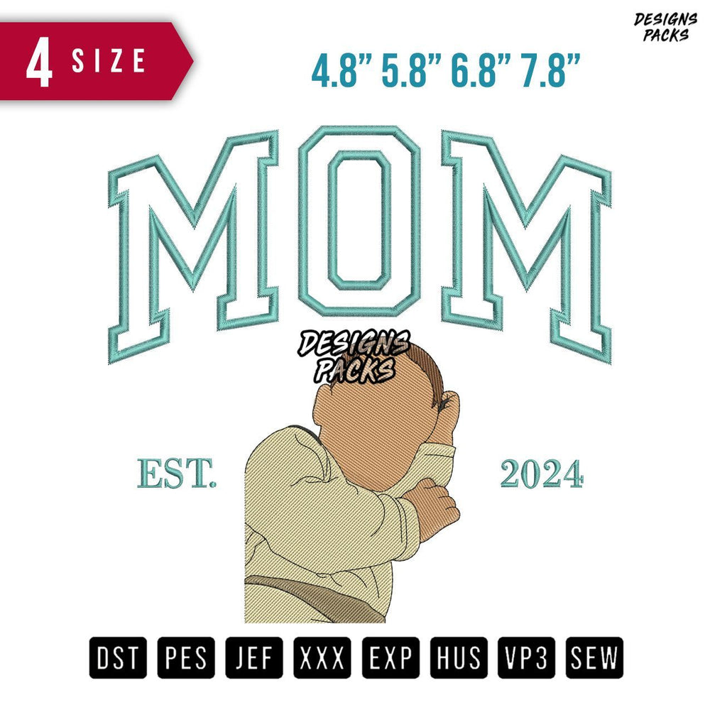 Mom Boy Sleeping Embroidery Design