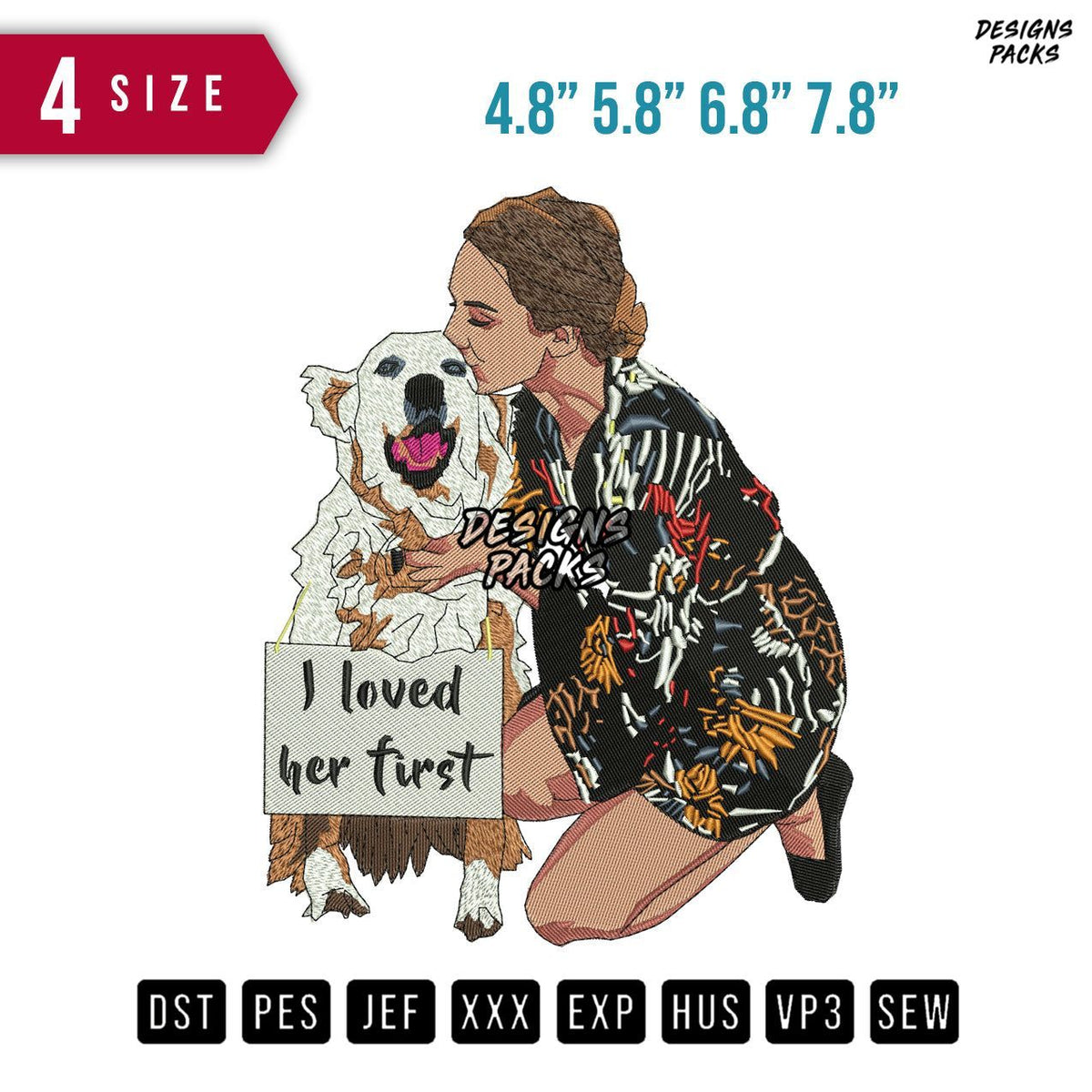 Mom Kissing Dog Embroidery Design