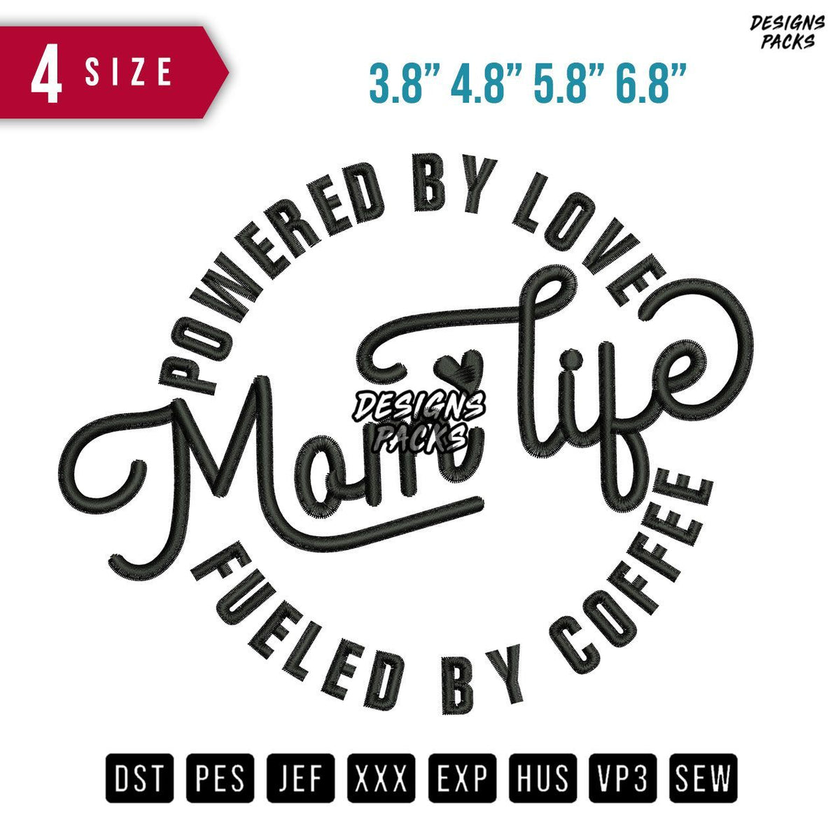 Mom Life Embroidery Design