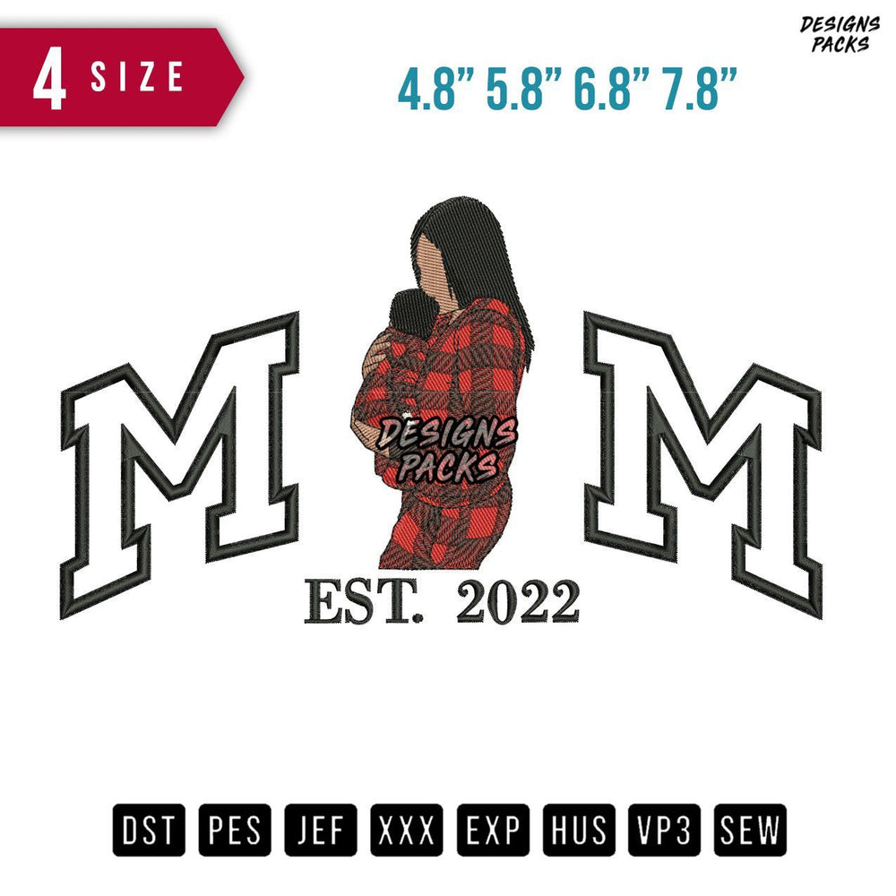 Mom Red Baby Embroidery Design