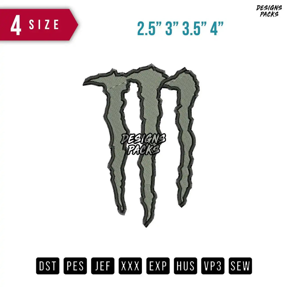 Monster Logo Embroidery Design