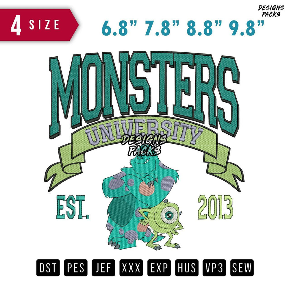 Monster University Embroidery Design