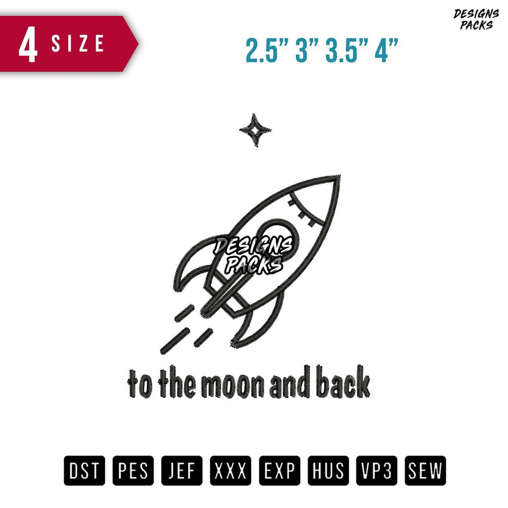 Moon And Back Embroidery Design