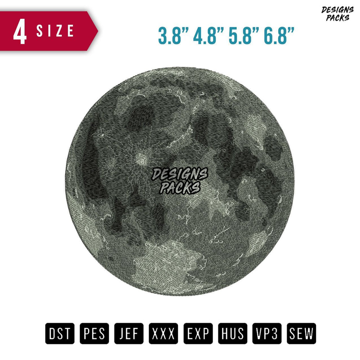 Moon Embroidery Design