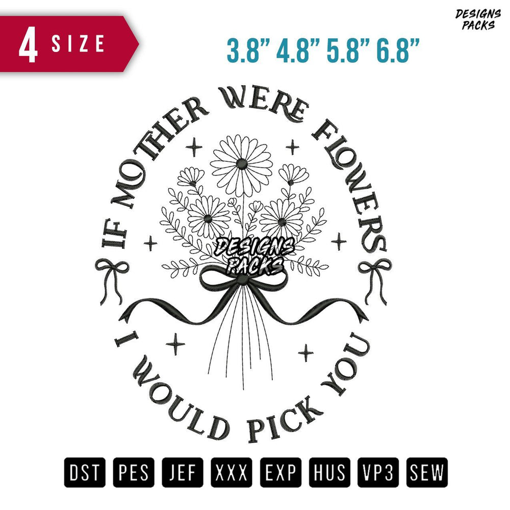 Mother Flower Embroidery Design