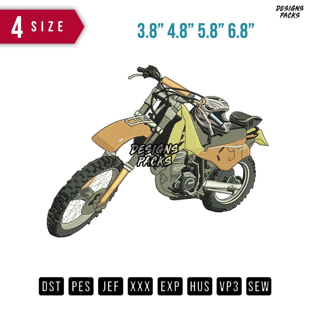 Motocross orange Embroidery Design