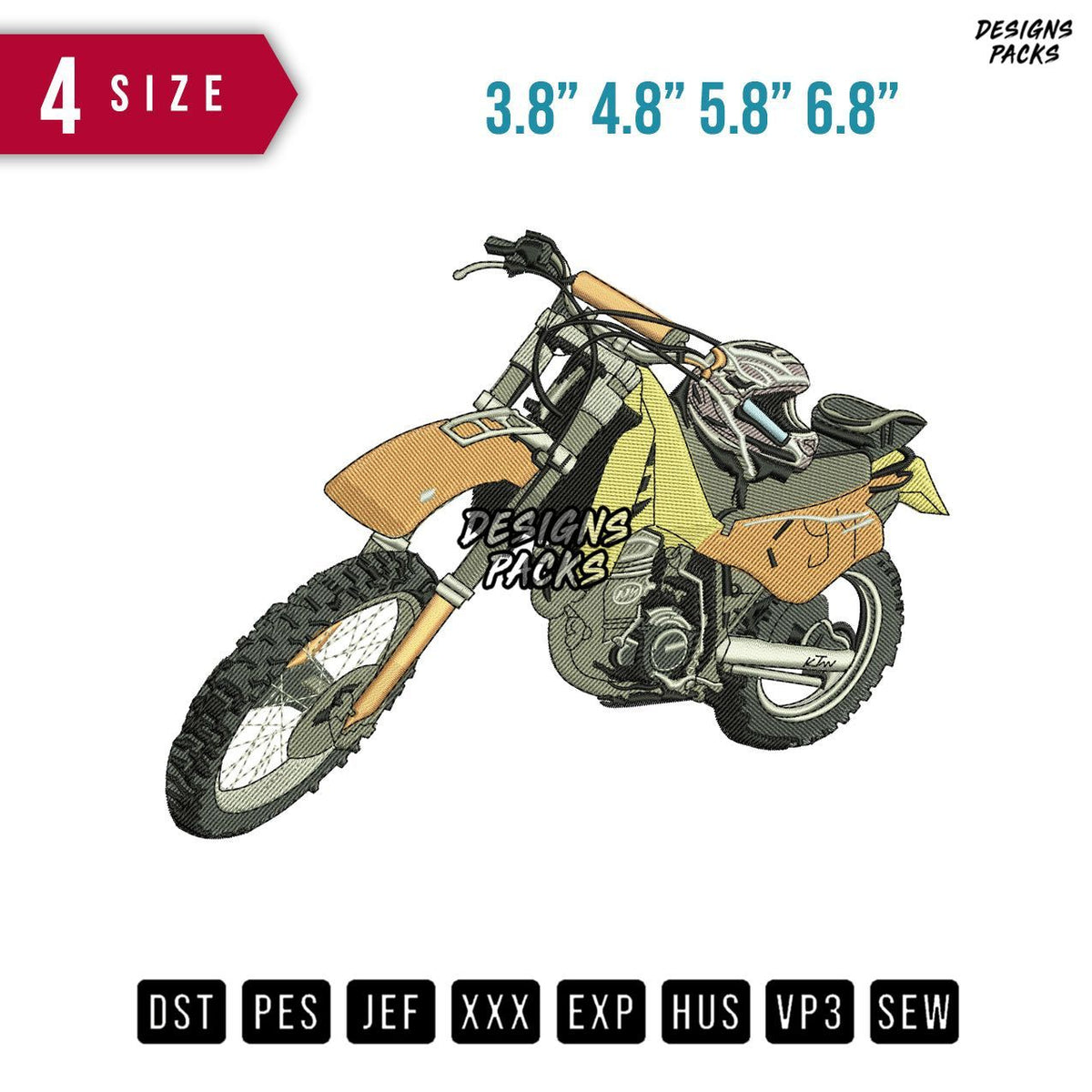 Motocross orange Embroidery Design