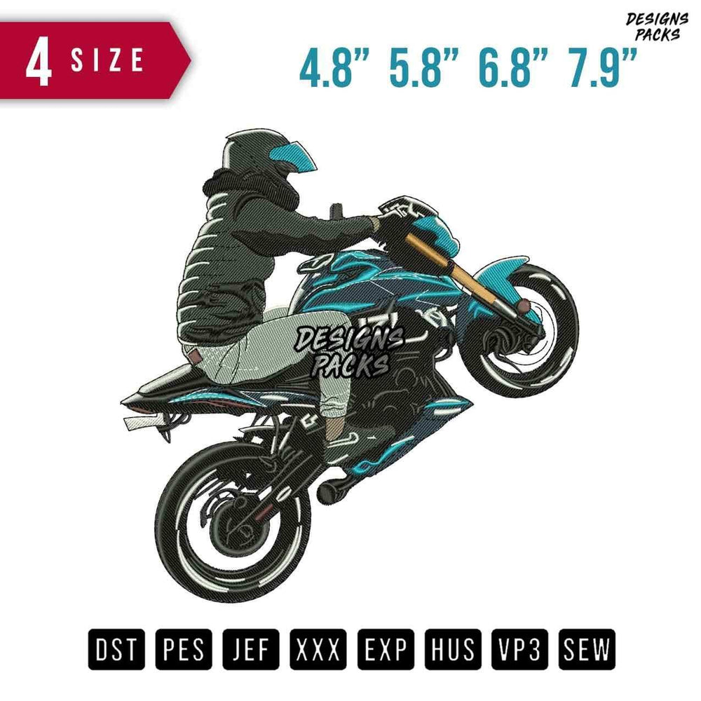 Motor Standing Embroidery Design
