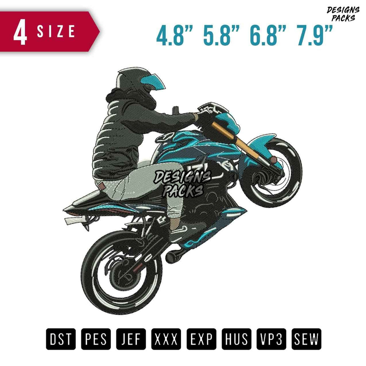 Motor Standing Embroidery Design