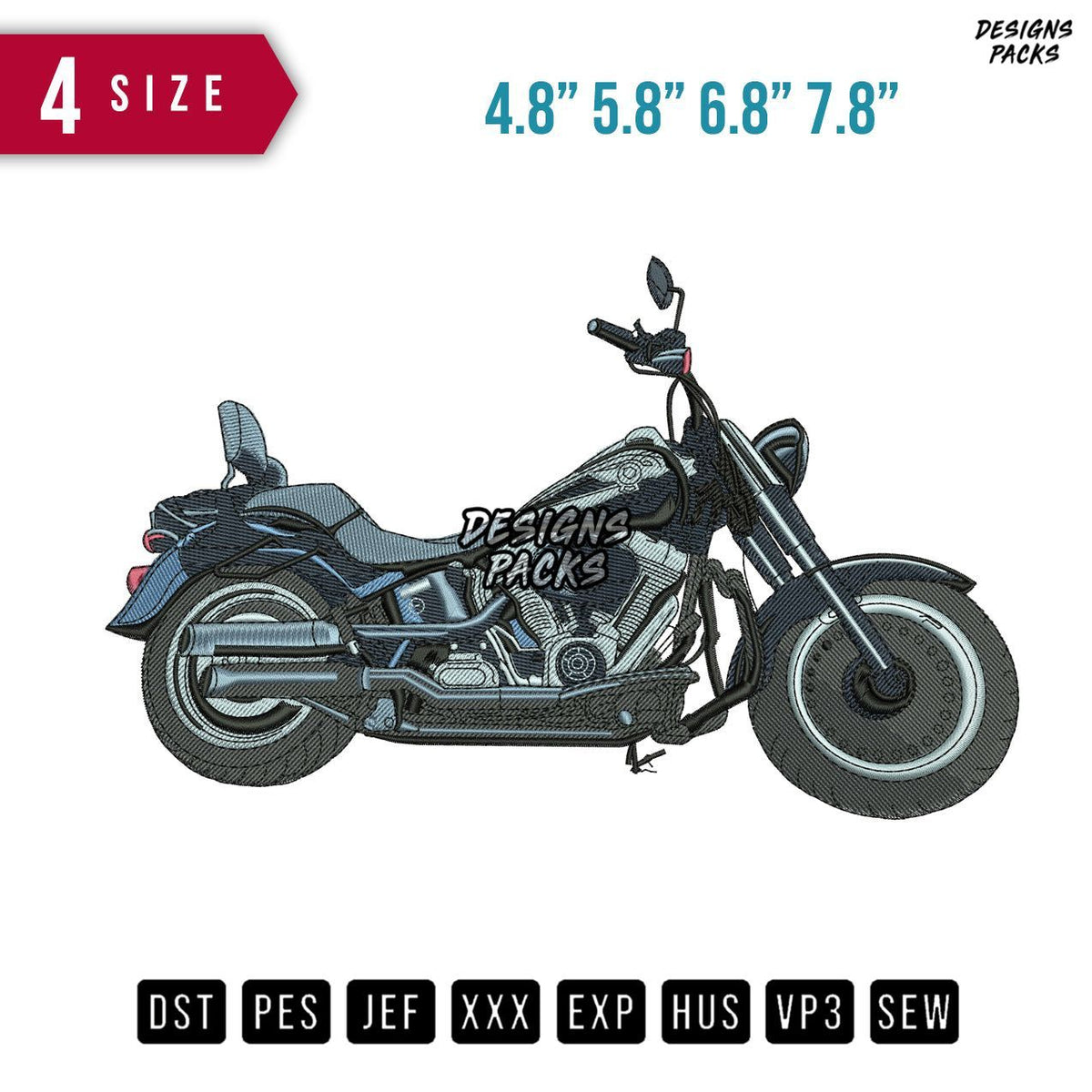 Motorcycle Harley Embroidery Design