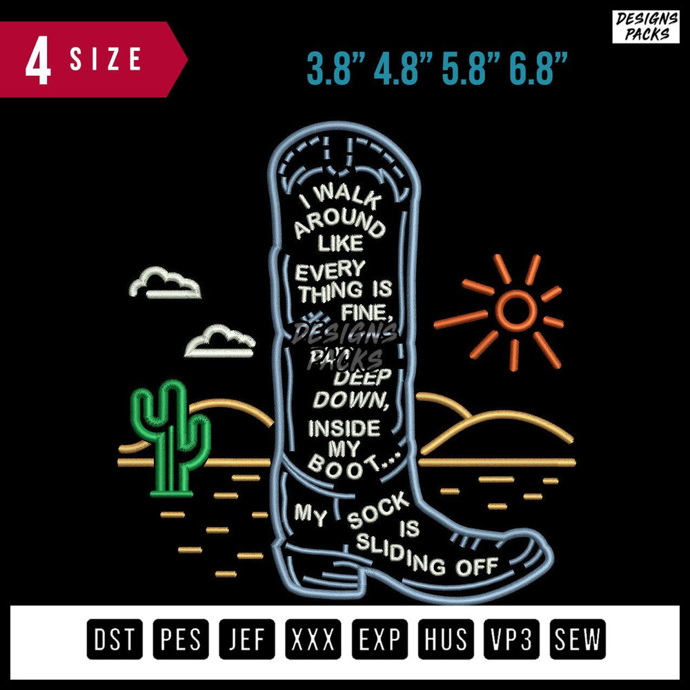 My Boot Embroidery Design
