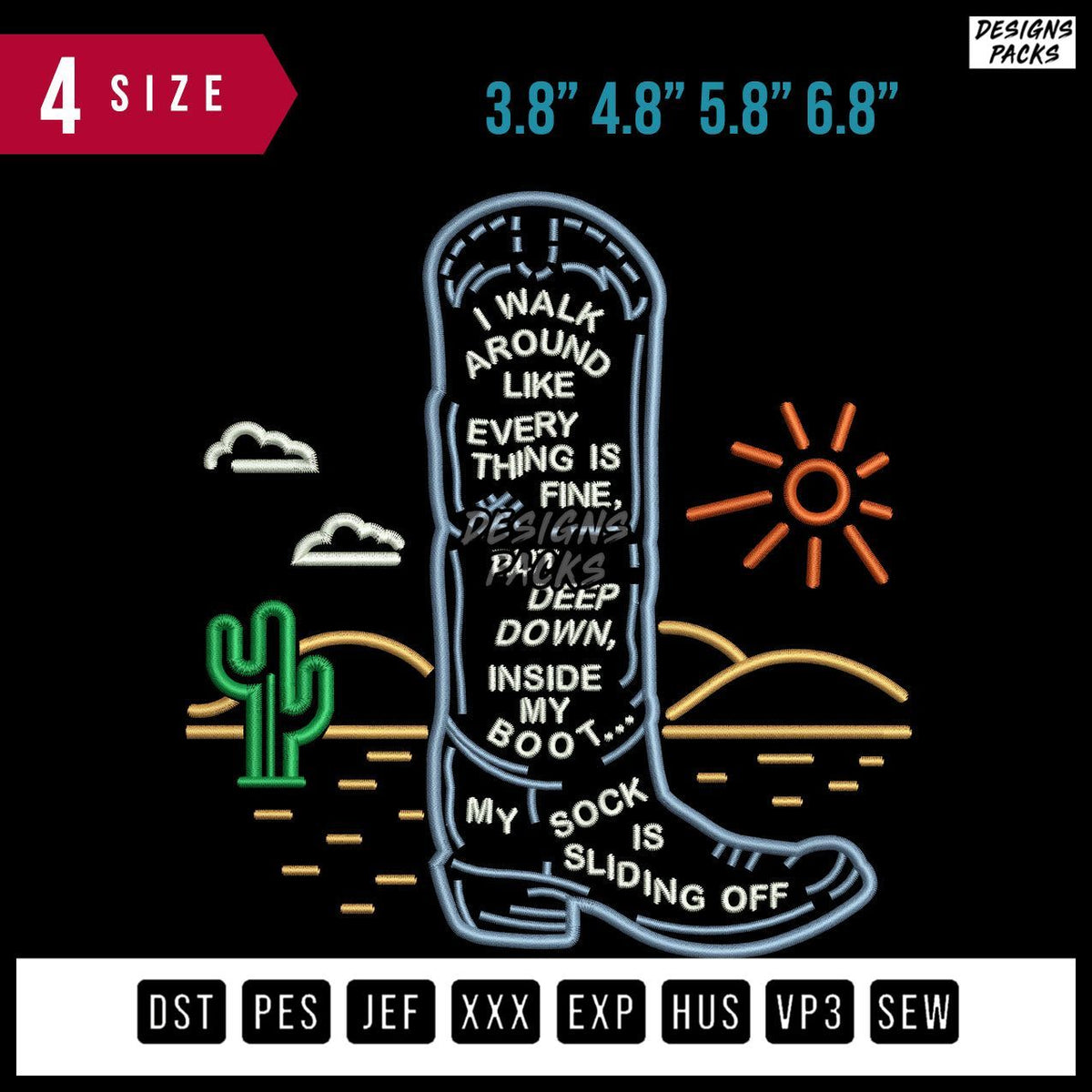 My Boot Embroidery Design