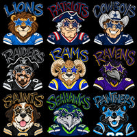 Load image into Gallery viewer, 32 Mascots Stars Sunglasses Football Teams Designs Bundle PNG
