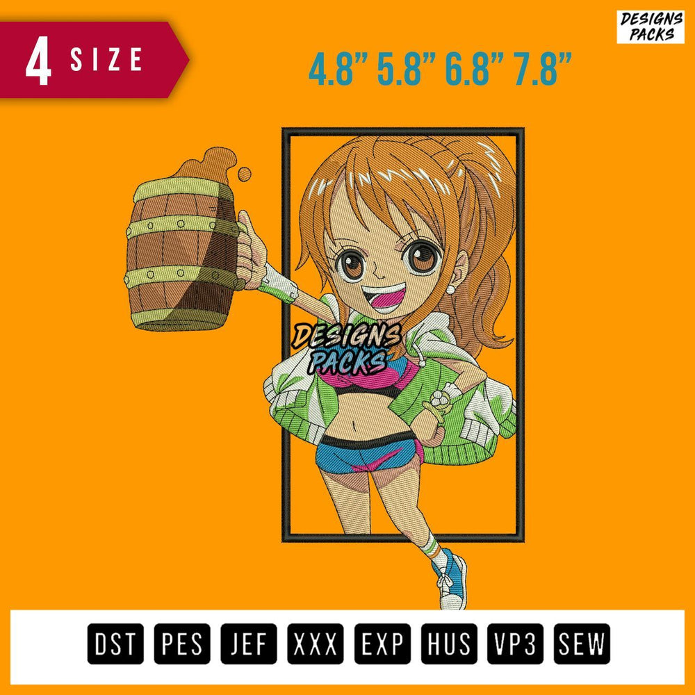 Nami Drinking Embroidery Design