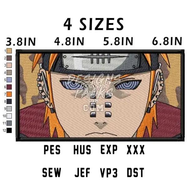 Naruto Pain Anime Embroidery Design designspacks